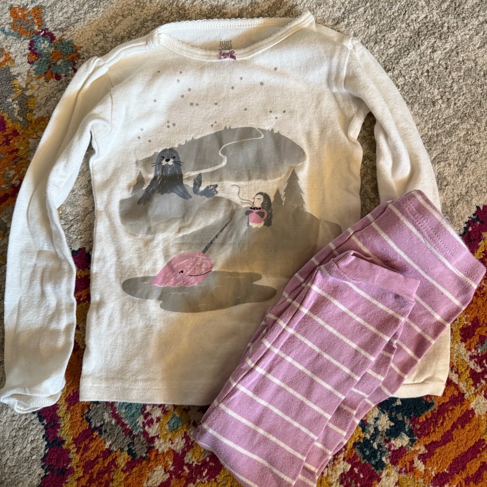 Carter's Long-Sleeve Pajama Top with Purple Striped Pants- 3T